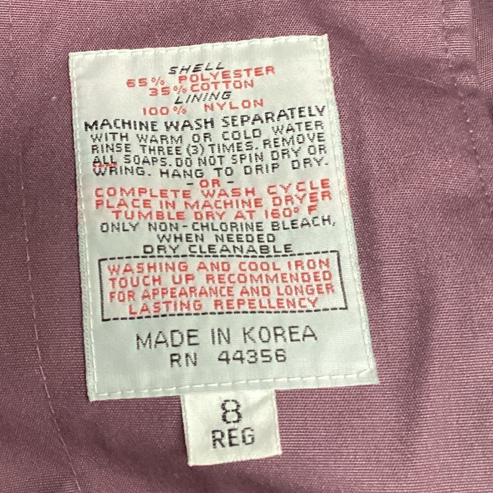 VTG 80s London Towne Trench Coat Zip Out Plush Lining Sz 8 Mauve 171F - Picture 10 of 13